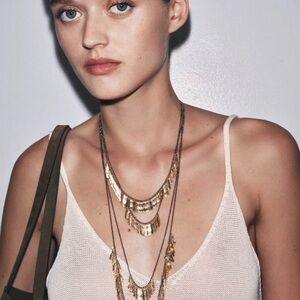 ZARA Layered Gold Statement Necklace – NWT